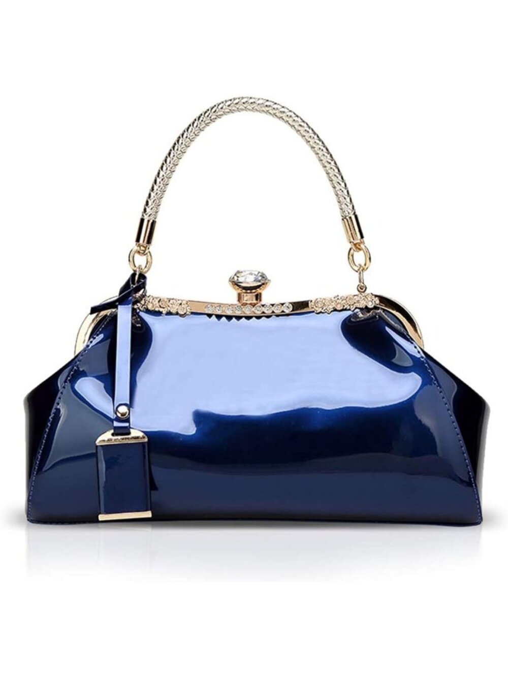 Glossy Patent Leather Top Handle Tote & Crossbody Bag - Evening Handbag, Wedding